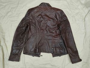 unisex cherry red fitted biker leather jacket