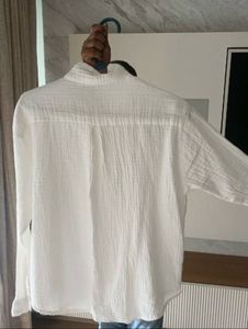 Cozy Textured White Shirt Trouser  Set