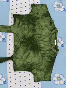 Green Tie-Dye Cropped Top