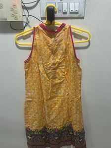 Vibrant Yellow Sleeveless Kurti