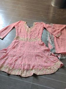 Pink Embroidere hand work bridal lehenga
