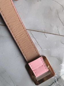 Chic Pink Faux Leather Belt