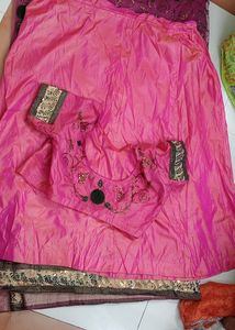 Onion Colour Saree With Blouse And Petticoat