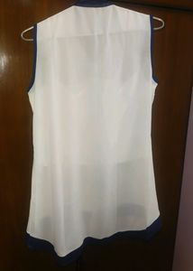 Formal/ Casual White Cut sleeves Shirt With Collar