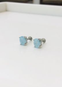 92.5 Silver Blue Diamond Earring Pair