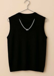 Sleeveless Black Vest with Chain Detail
