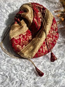 Red &amp; Gold Ethnic Potli Bag