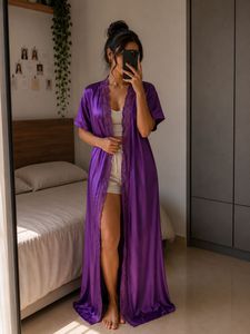 Purple Satin Nightgown -Freesize