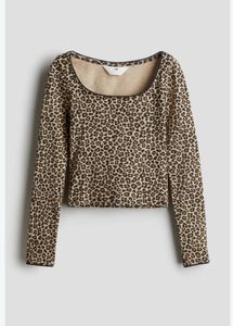 H&amp;M Leopard Print Lace-Trim Top
