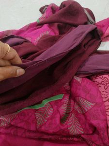 Maroon Floral Saree with Blouse