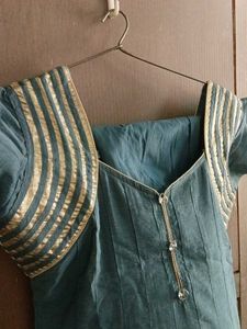 Grey Anarkali Kurta Set with Dupatta