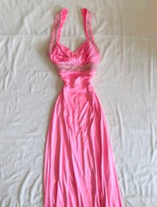 Stunning Pink Embellished Halter Neck Dress