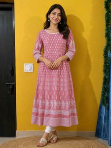 Stylish Pink Printed Kurta for Women