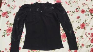 Chic Black Lace Sleeve Top