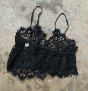 Black Lace Bra Crop Top