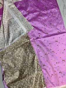 Cream Embroidered Sleeve Blouse and saree