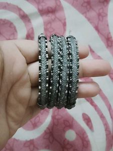 Set of 4 Oxidized Silver Bangles