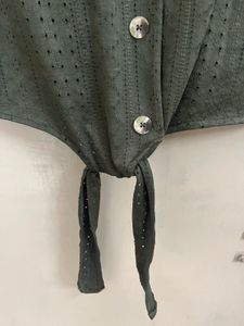 Olive Green Tie-Front Top
