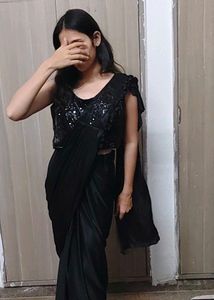 Elegant Black Saree with Sequined Blouse