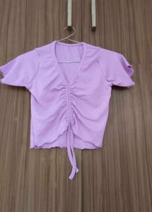 Cute Lilac V-Neck Top