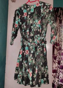 Floral Print Dress with Ruffle Waist