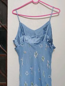 pinteresty fairycore sky floral satin Maxi Dress