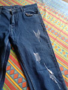Stylish Ripped Blue Denim Jeans