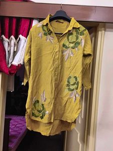 Yellow Embroidered Tunic Top with pant