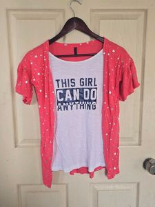 Girl's Graphic T-Shirt &amp; Shrug Set