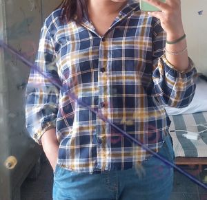 Rayon Women Check Shirt Full 1/3rd Sleeve