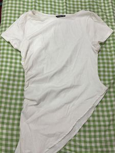 White Asymmetrical Ruched Top