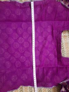 purple benarasi kurti with pink zari work border