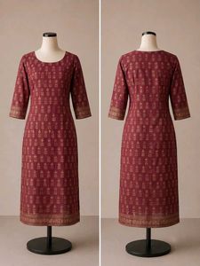 Maroon Printed Kurta