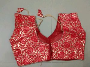 Red And Cream Colour Readymade Blouse Free Size