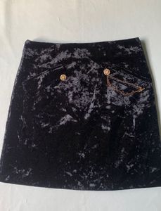 Black Velvet Mini Skirt