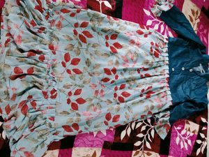 Chic Denim &amp; Floral Midi Dress