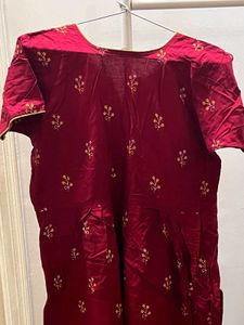 Maroon Embroidered Nighty