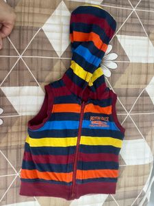 Unisex "Motor Race" Striped Reversible Hoodie Vest