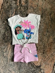 Cute Stitch & Lilo T-shirt and Shorts Set