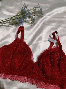 Elegant Red Lace Bra