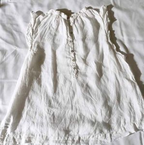 White Linen Button-Up Top