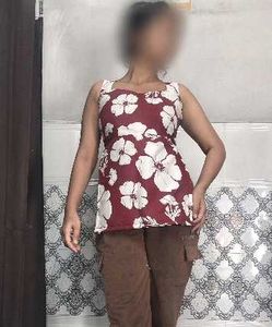 Floral Print Sleeveless Top kurti stitched by me