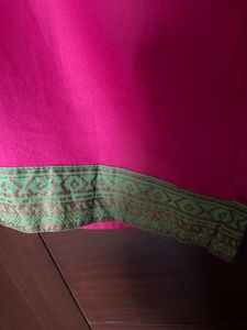 Vibrant Pink Palazzo Pants with Green Trim (M)