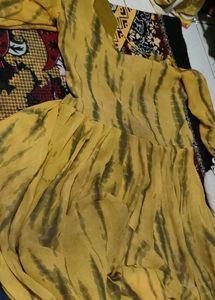 Yellow Tie-Dye Ethnic Gown