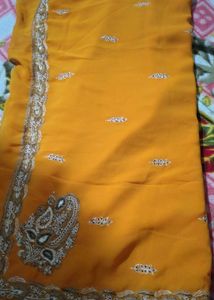Yellow Embroidered Saree