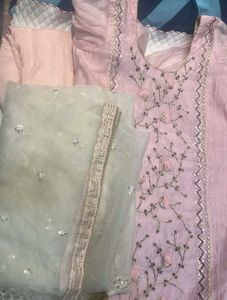 Pink Embroidered Kurta Set with Dupatta