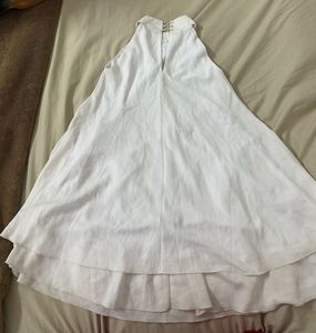 White Beaded Halter Neck Dress- xs