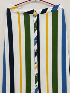 Striped Button-Front Midi Skirt
