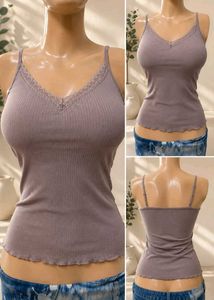 Ribbed Lace Trim Cami Top