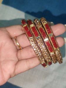 Set of Red &amp; Gold Bangles
